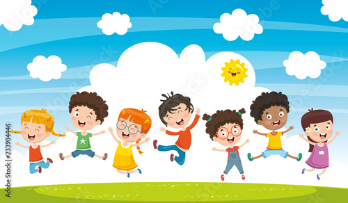 Vector Illustration Of Children Playing