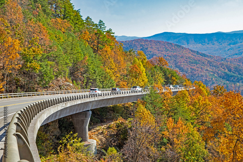Road along the scenic section of the Foothills Parkway in Tennessee.