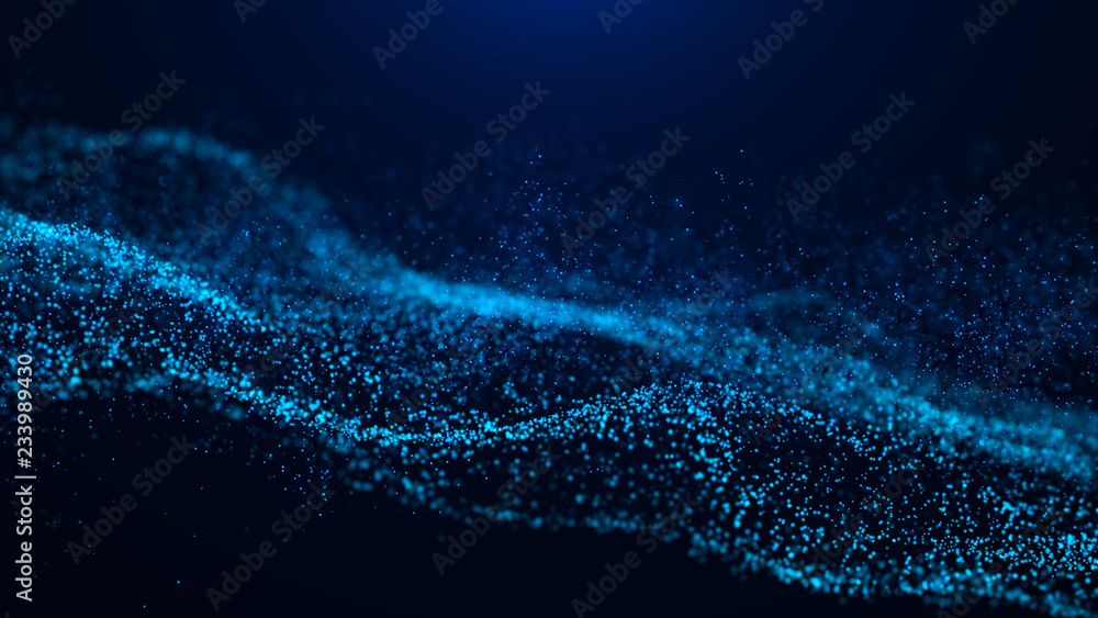 Fototapeta premium Wave of particles. Abstract particle. Data visualization. Abstract digital background. 4k rendering.