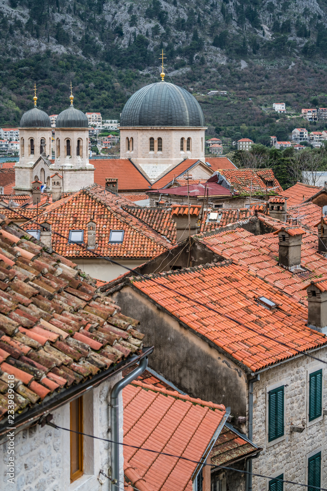 Red tiled rooftops in Kotor