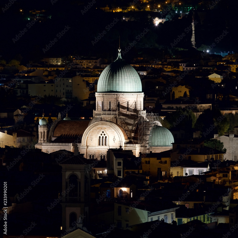Fototapeta premium Florence, Italy, Night view of the Synagogue`