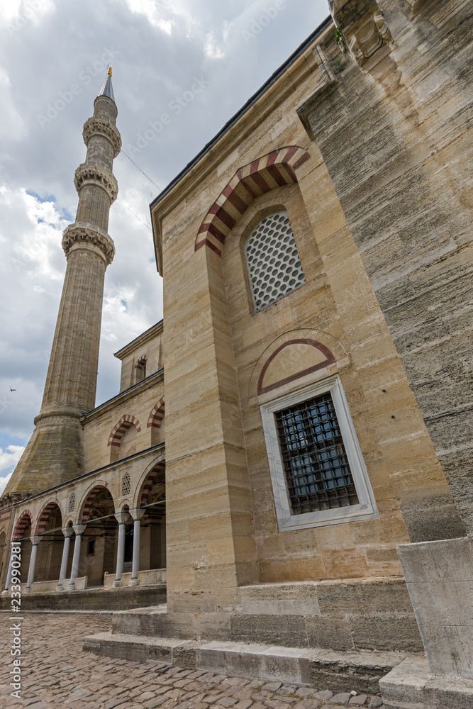 Outside view of Built by architect Mimar Sinan between 1569 and 1575 Selimiye Mosque  in city of Edirne,  East Thrace, Turkey