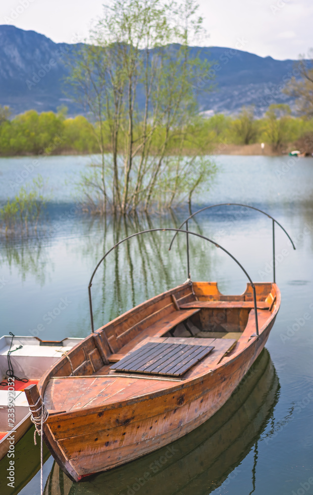 Fisherman boat on Lake Skadar