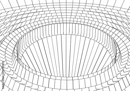 Tunnel or wormhole. Digital 3d wireframe tunnel. 3D tunnel grid. Network cyber technology. Surrealism. Background abstract vector image