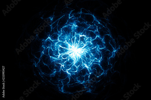 Blue flame shape, 3d rendering photo