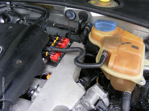 Car motor machine engine. Car service, repair and maintenance. Motor oil