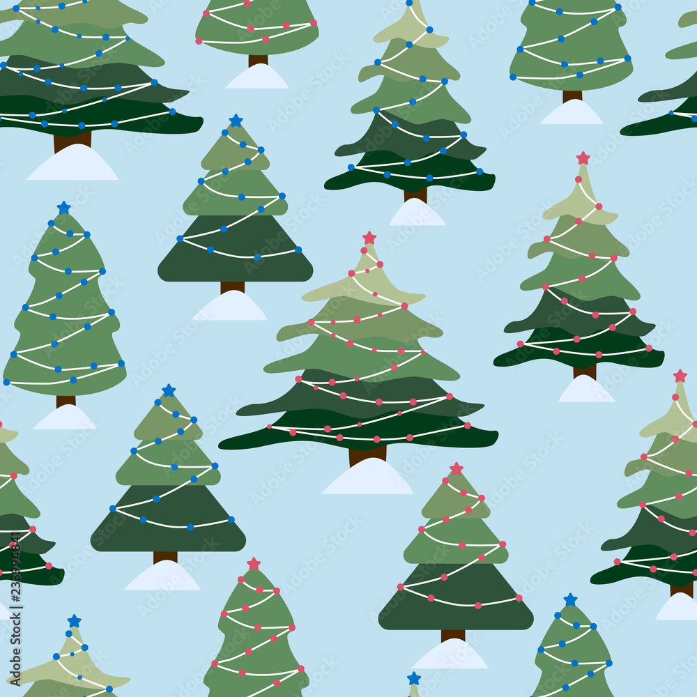 Obraz premium Christmas winter forest landscape. seamless pattern and background.