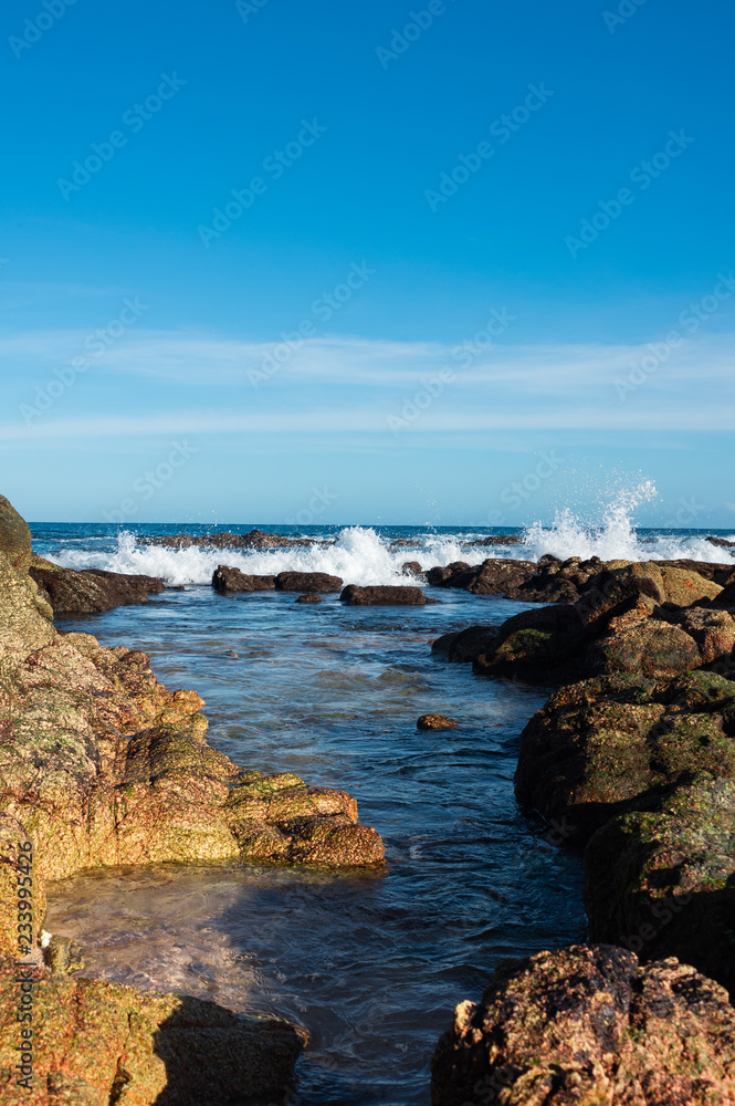big rocks and waves 