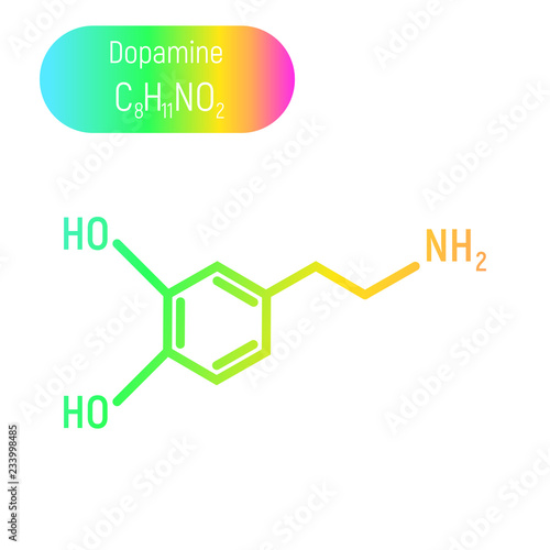 Neon gradient dopamine molecula
