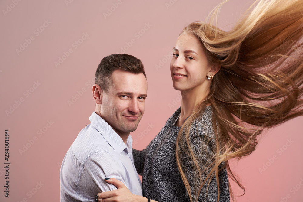 Smiling young man with woman Smiling young man with woman
