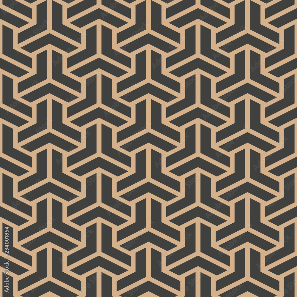 Vector damask seamless retro pattern background triangle geometry polygon cross frame chain line
