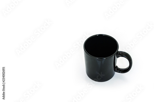 cup black or mug black empty on white background