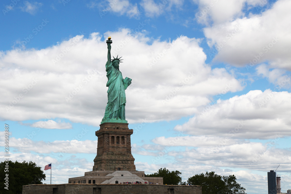 New york ,USA-June 15 ,2018:People visit the Statue of liberty is famous  in New York ,USA