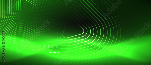 Dark black abstract background with neon colors and lines