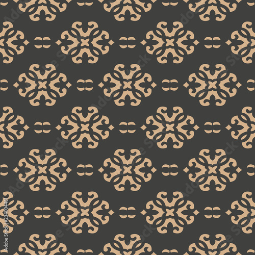 Vector damask seamless retro pattern background oriental spiral curve cross frame chain flower crest