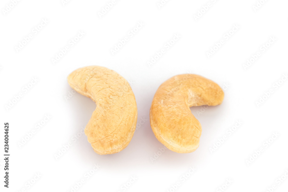 cashews on white background.