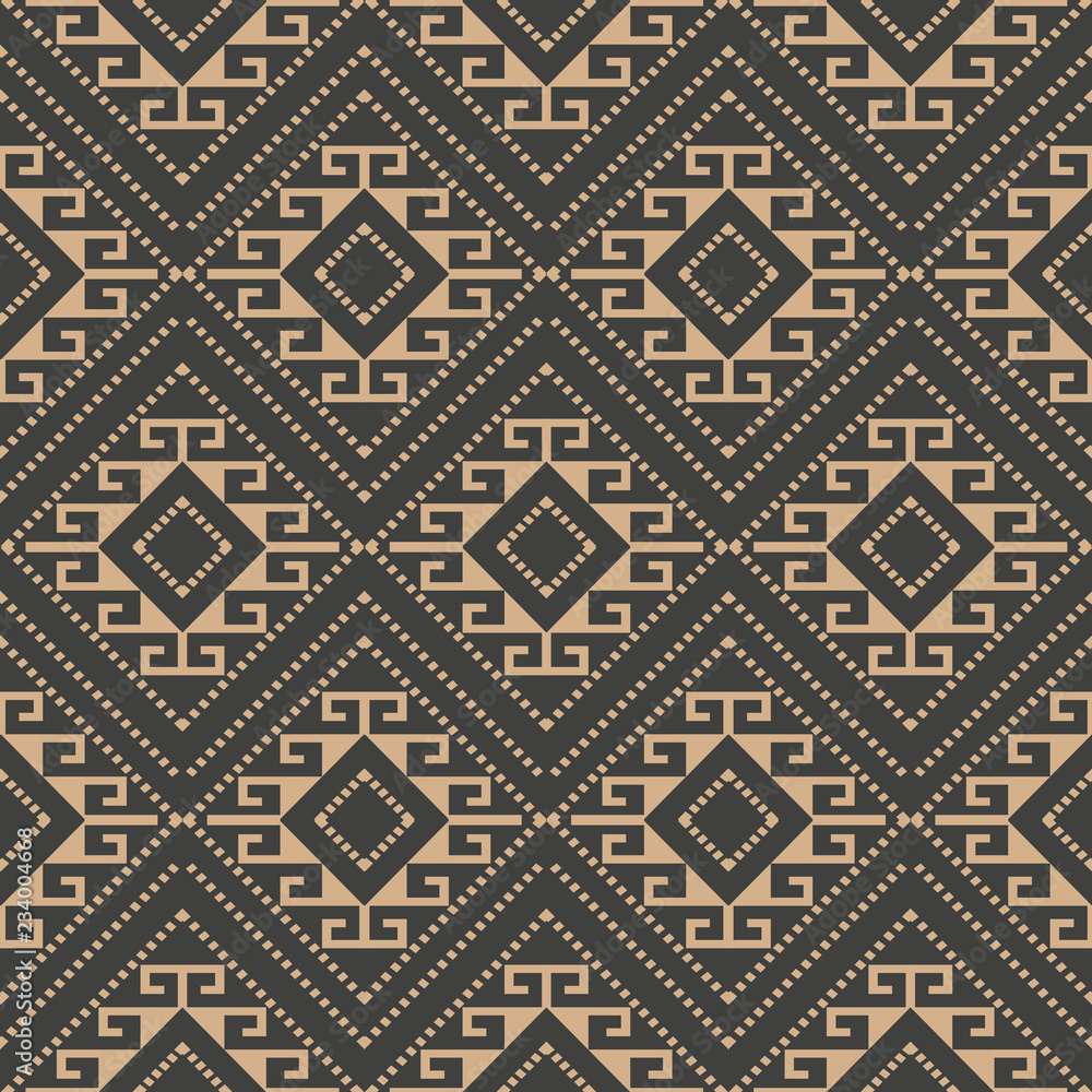 Vector damask seamless retro pattern background geometry polygon aboriginal cross check frame line chain Vector damask seamless retro pattern background geometry polygon aboriginal cross check frame line chain