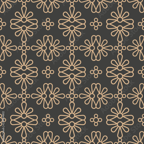 Vector damask seamless retro pattern background round curve cross flower frame chain line