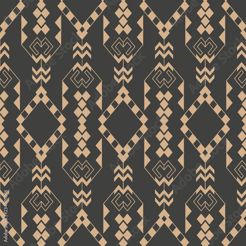 Vector damask seamless retro pattern background check geometry triangle cross frame aboriginal line