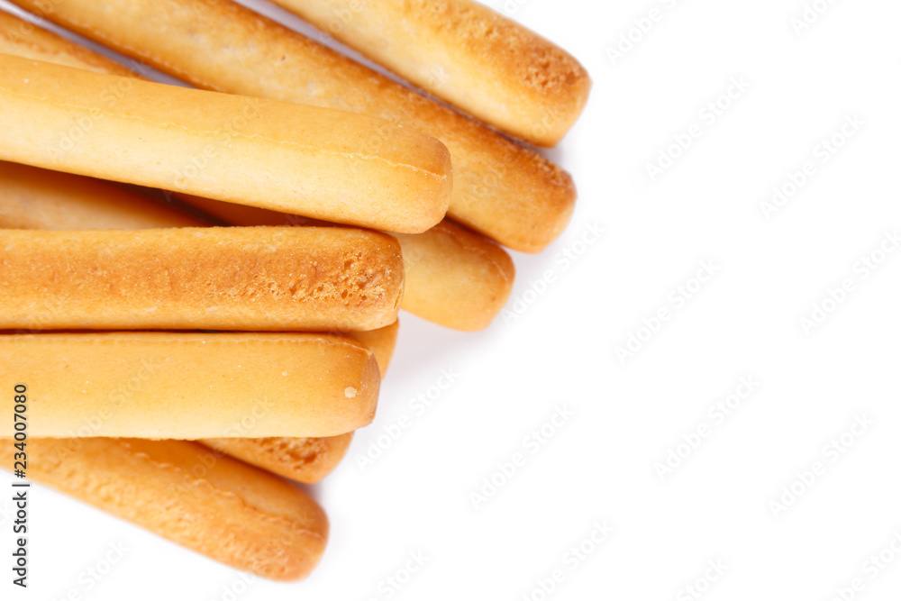 bread sticks on white background. bread sticks on white background.