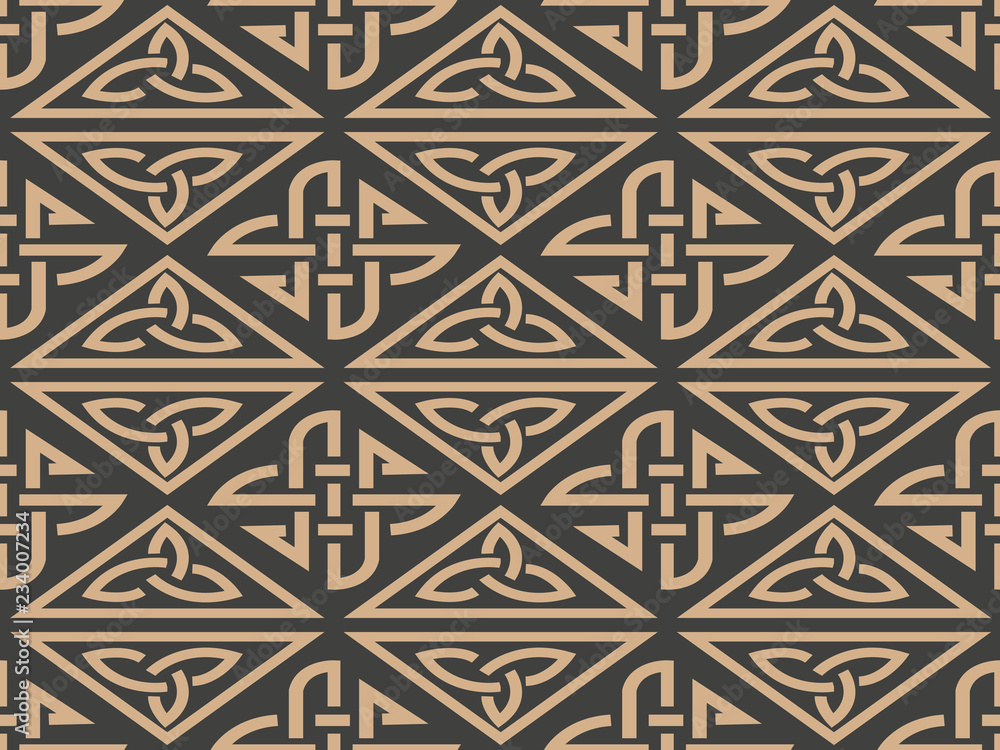 Vector damask seamless retro pattern background aboriginal triangel geometry cross frame chain