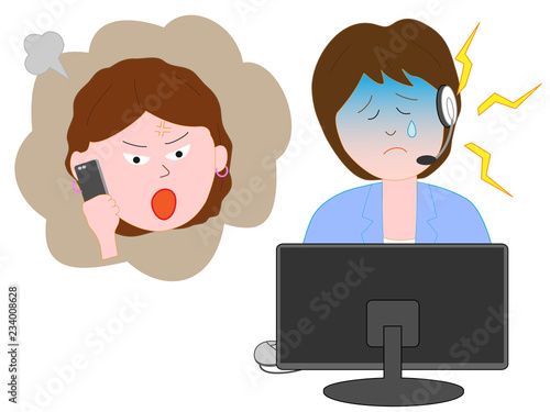 消費者の苦情に対するカスタマーセンターの女性の対応。