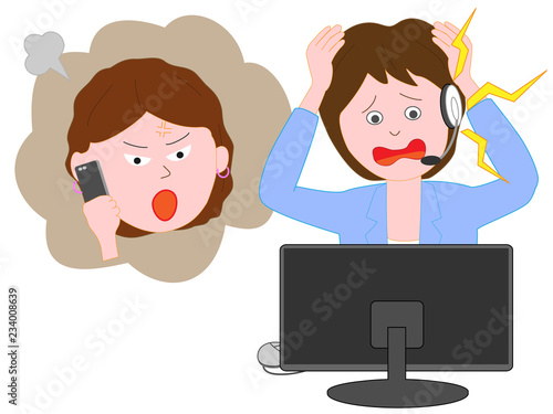 消費者の苦情に対するカスタマーセンターの女性の対応。