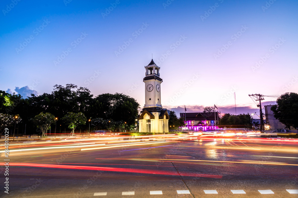 Nakorn Lampang Clock Tower with twilight sky
