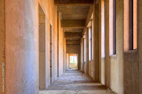 Unfinished buildings long corridor © junrong