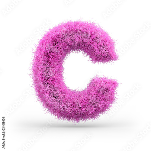 Uppercase fluffy and furry font. 3D