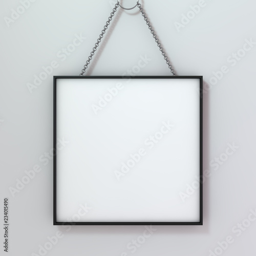 White blank photo frame mockup over background. 3D