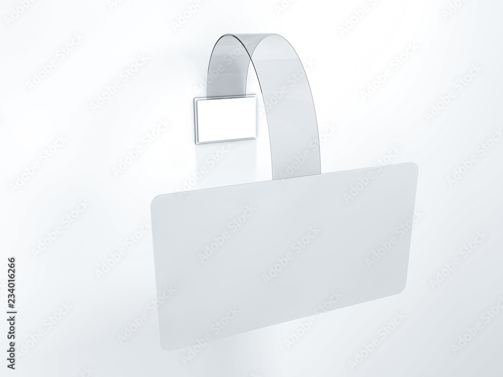 Blank wobbler hanging on wall mockup. 3D Blank wobbler hanging on wall mockup. 3D