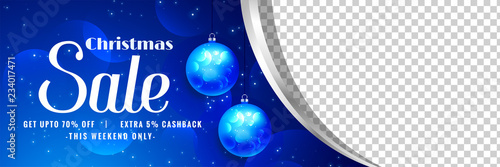 beautiful christmas sale banner with balls decorations