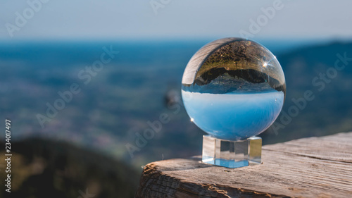 Crystal ball alpine landscape shot at Brauneck summit - Lenggries - Bavaria -
