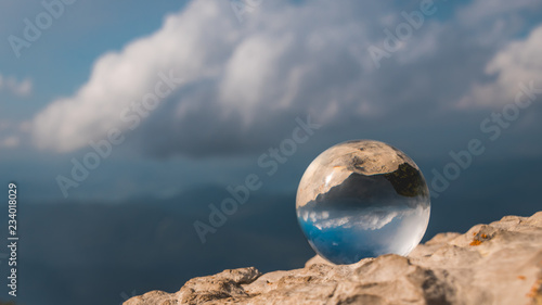 Crystal ball alpine landscape shot at the Feuerkogel summit - Salzburg - Austria © Martin Erdniss