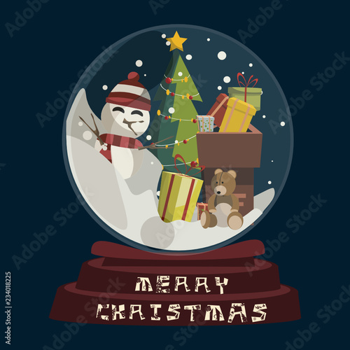 Christmas in glass ball for decoration vector illustration 