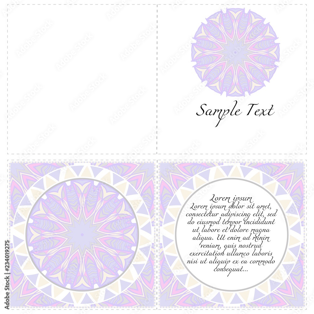 Naklejka premium Cards or Invitations set with mandala design . The front and rear side. Vector illustration.