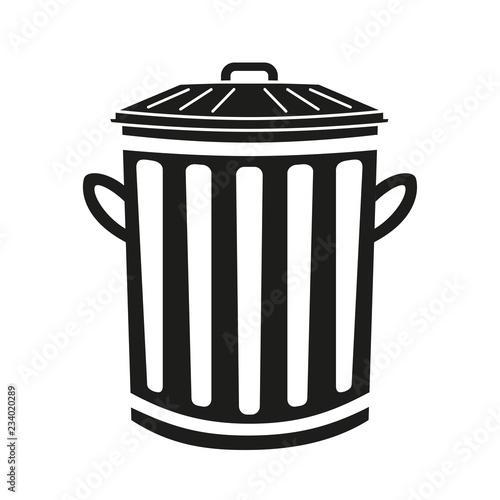 Black and white street trash bin silhouette