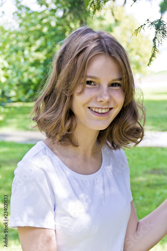 Beautiful blond girl fourteen years old