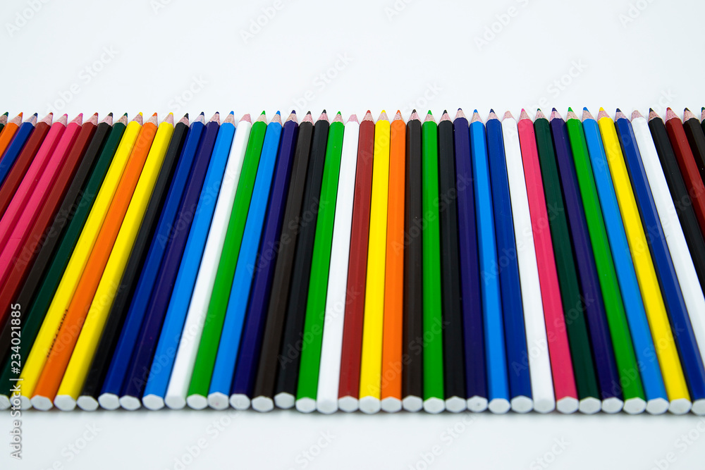Color pencils isolated on white background.Close up. Color pencils isolated on white background.Close up.