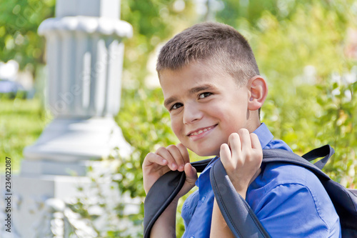 Cute brunette boy eleven years old