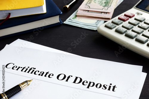 Canvas-taulu Certificate of deposit and pen in the office.