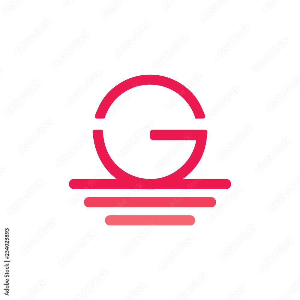 letter g sun set stripe logo vector letter g sun set stripe logo vector