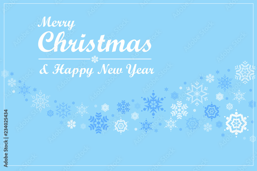 Fototapeta premium Merry Christmas. Cute Snowflakes on Blue Background.