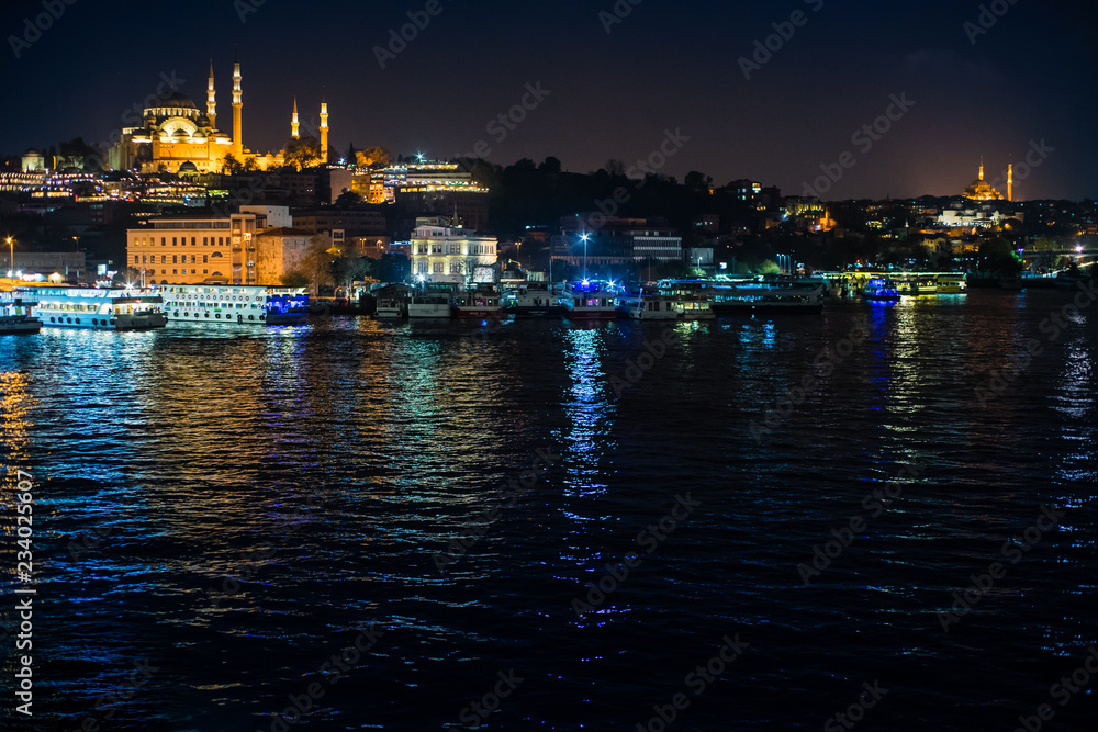 Cityscape of Istanbul at night
