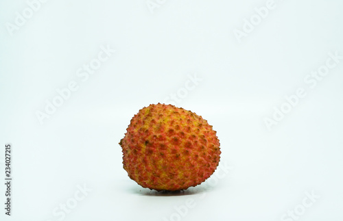 Wilted Lychees or Lin Chee fruit isolated on the white background