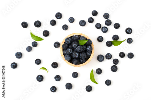 blueberries on bow isolated on white background