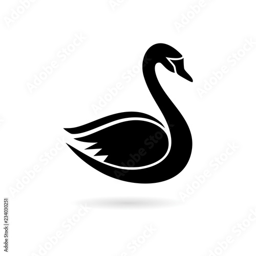 Fototapeta Naklejka Na Ścianę i Meble -  Black Swan logo, Swan Icon 