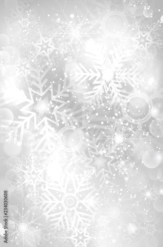 Abstract silver christmas background with shiny snowflakes