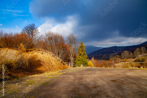 Landscape of autumnal peaks of the Carpathians.